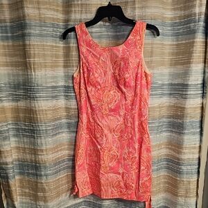 Lilly Pulitzer Mila Shift Dress In a Vibrant Pink and Orange Flamingo Print